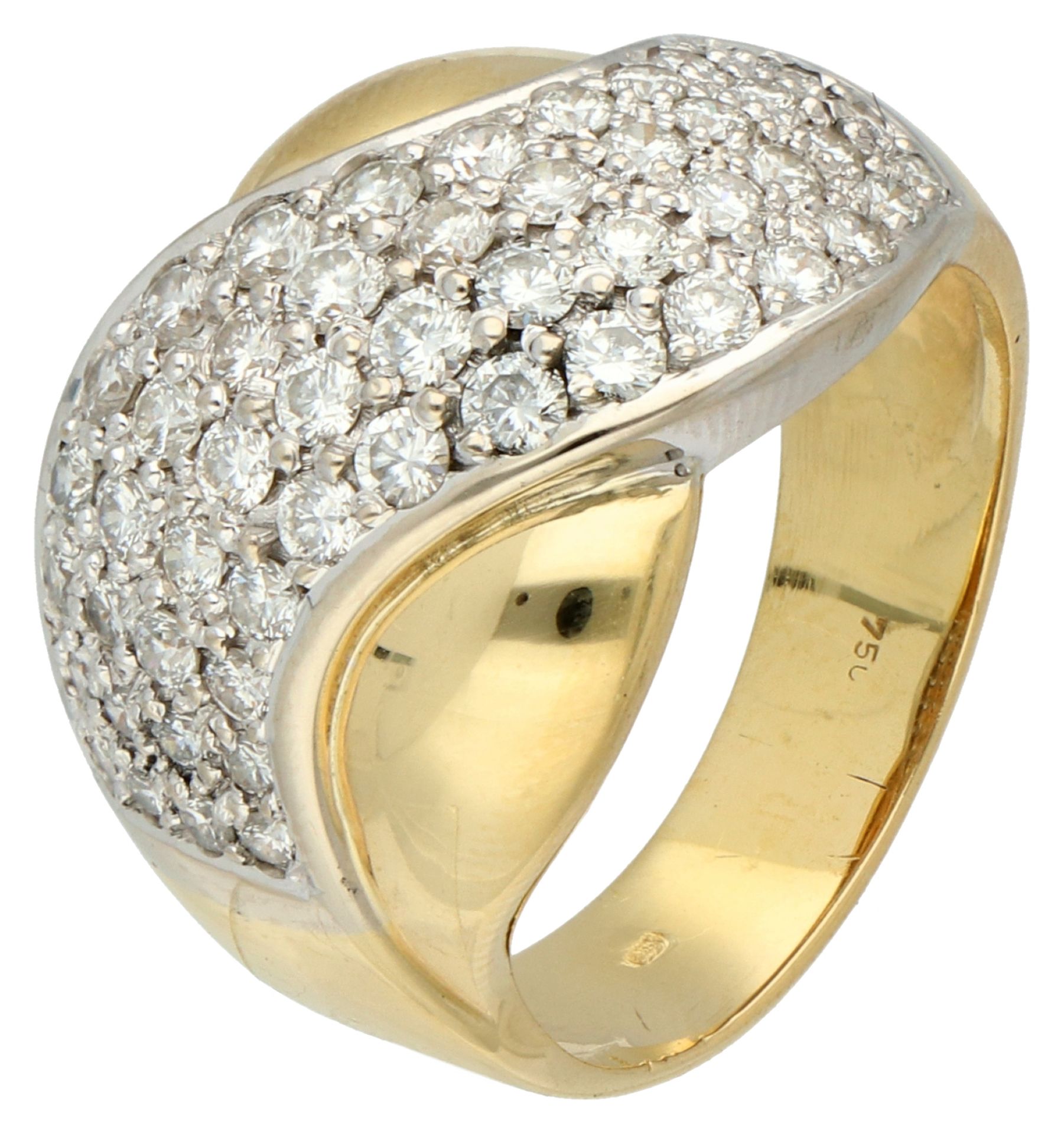 18K Yellow gold ring set with approx. 0.75 ct diamond.