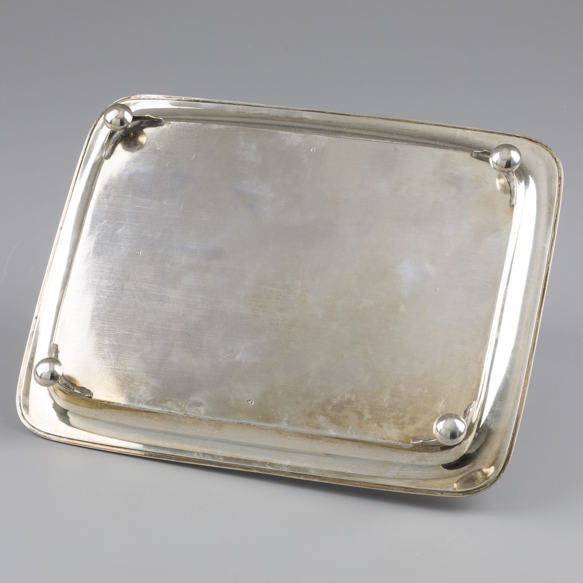 Cabaret / serving tray, Hendrik Adema, Leeuwarden 1861, silver. - Image 3 of 8