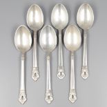 6-piece set of dessert spoons, model Royal Danish by Codan S.A. (Mexico), silver.