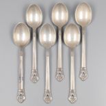 6-piece set of teaspoons, model Royal Danish at Codan S.A. (Mexico), silver.