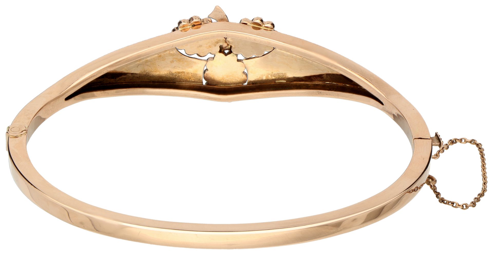 No Reserve - 14K Rose gold bangle bracelet with opal. - Bild 3 aus 3
