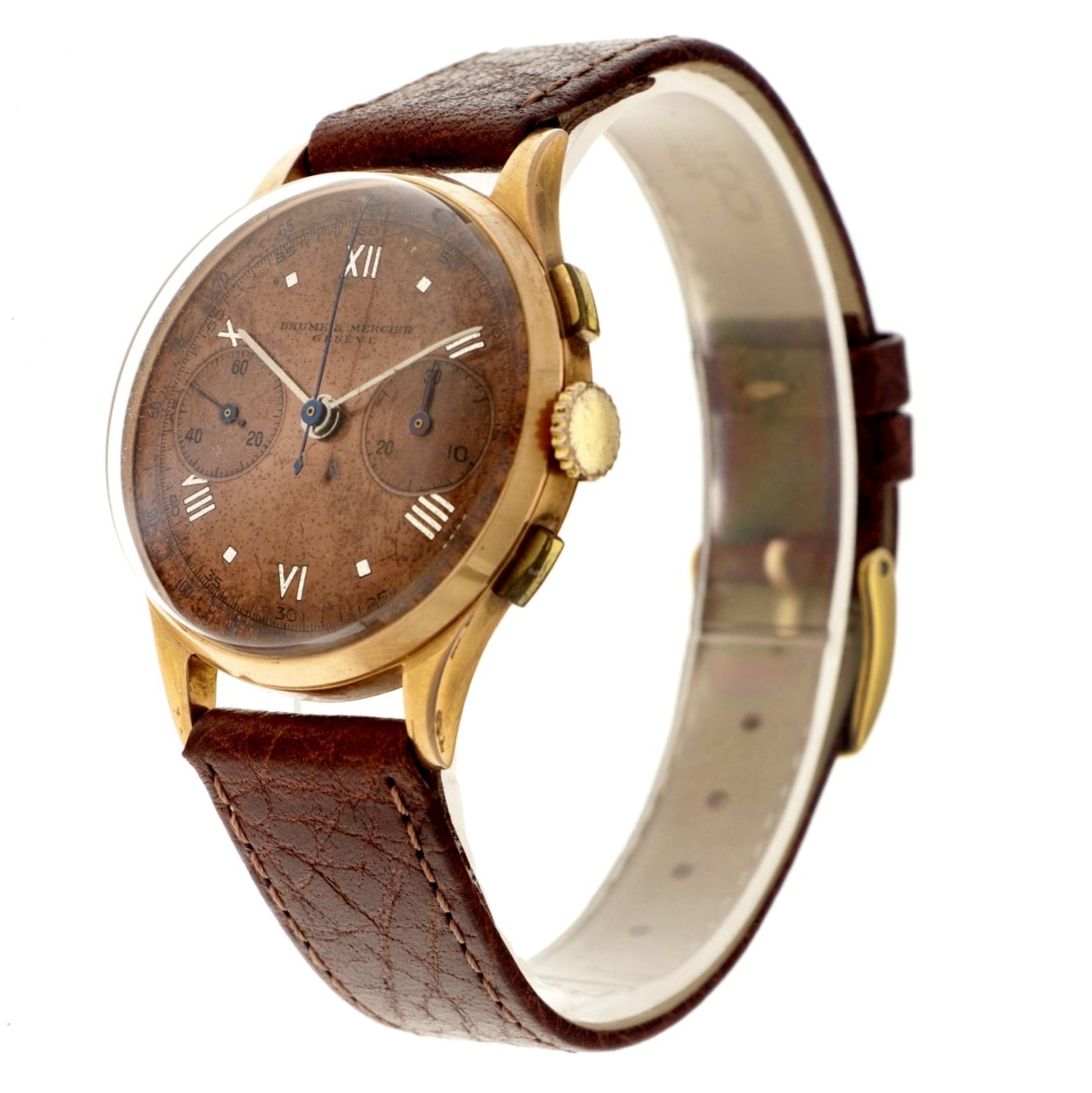No Reserve - Baume & Mercier vintage 18K. chronograph - Men's watch. - Image 2 of 6