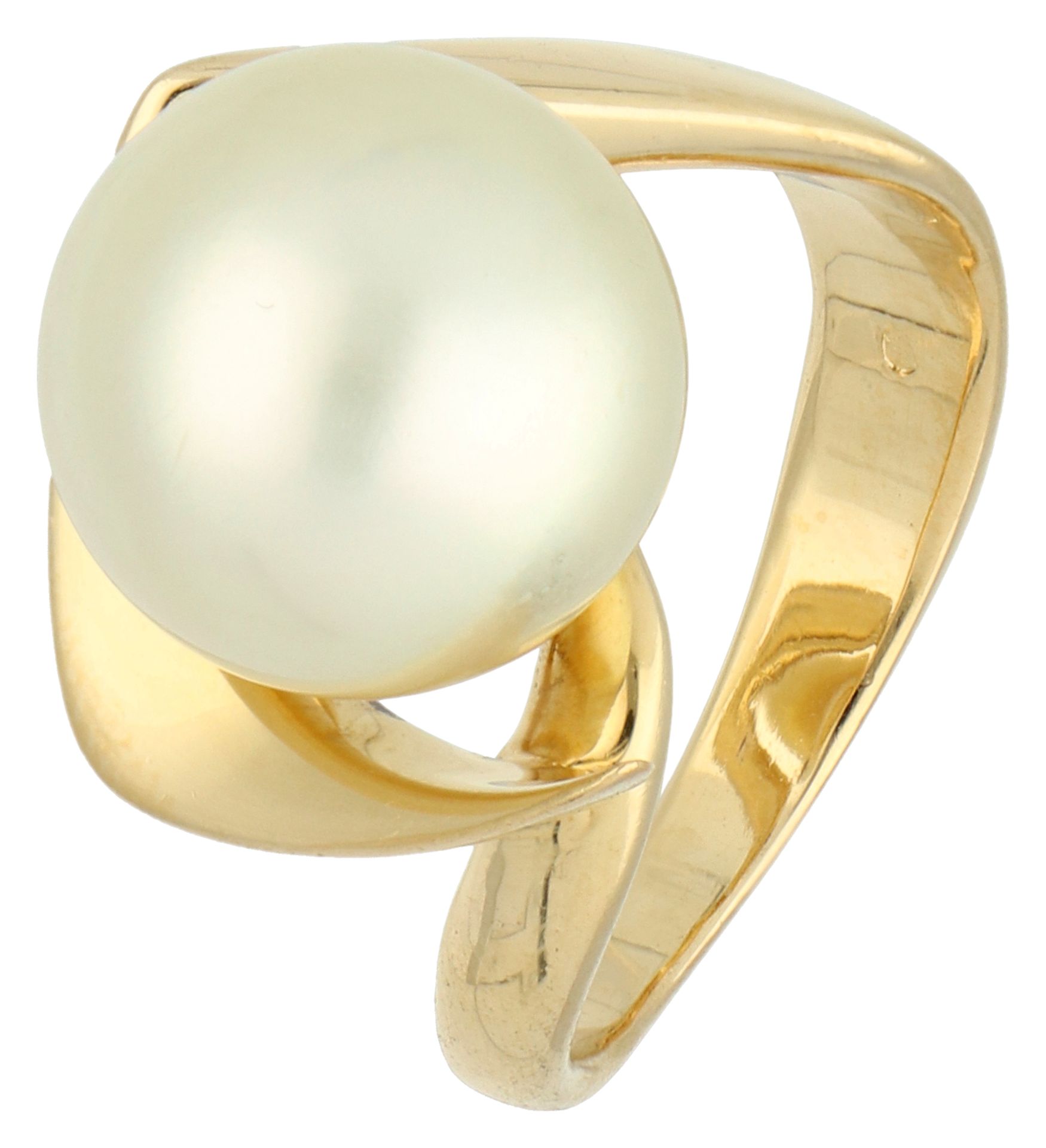No Reserve - 18K Yellow gold design ring with South Sea pearl.