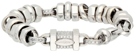 No Reserve - Van Esser 18K white gold link bracelet set with approx. 0.56 ct. diamond.