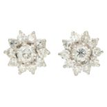 No Reserve -  18K White gold stud earrings set with approx. 0.50 ct. diamond.