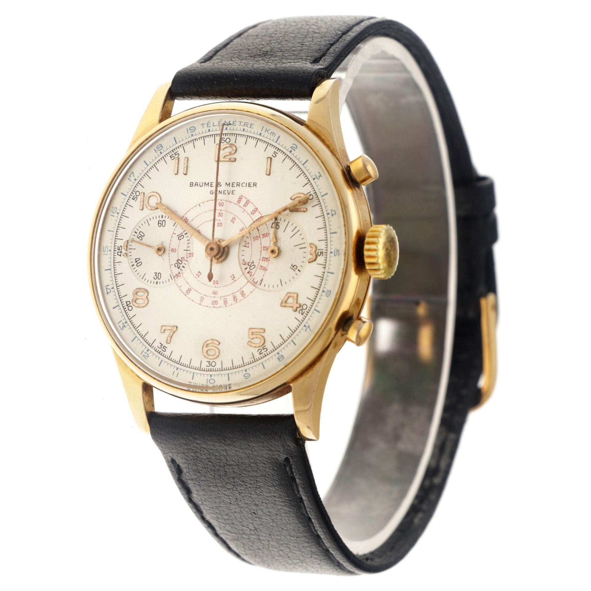 No Reserve - Baume & Mercier chronograph 18K. 3940 - Men's watch - approx. 1940. - Image 2 of 6