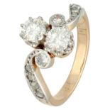 No Reserve - Franse 18K yellow gold Toi & Moi ring with approx. 0.75 ct. diamond.
