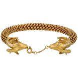 No Reserve - Filippini Fratelli 18K yellow gold bangle bracelet with ram's heads set with approx. 0.
