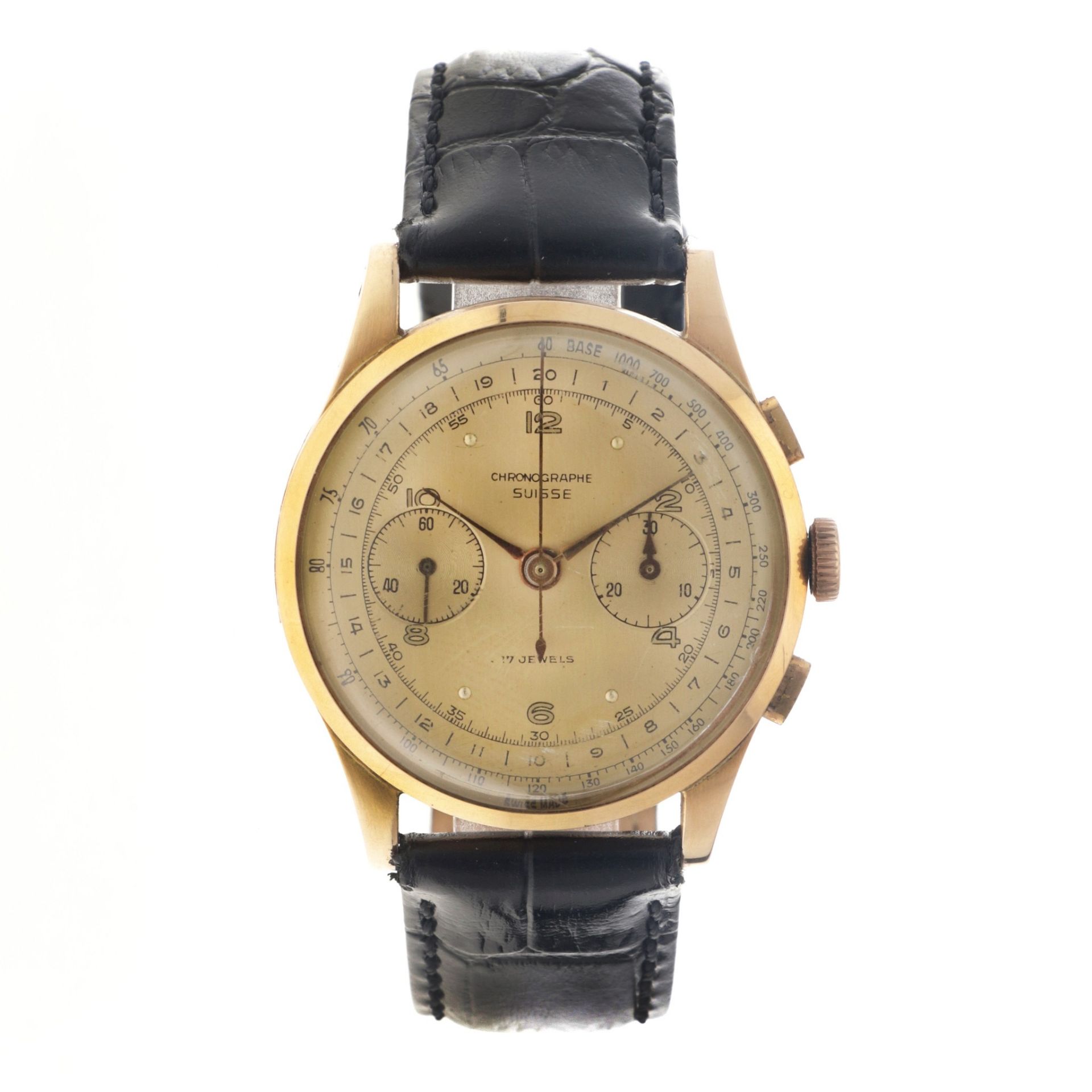 No Reserve - Chronograph Suisse 18K. - Men's watch.
