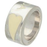 No Reserve - Pianegonda sterling silver white enamel band ring.