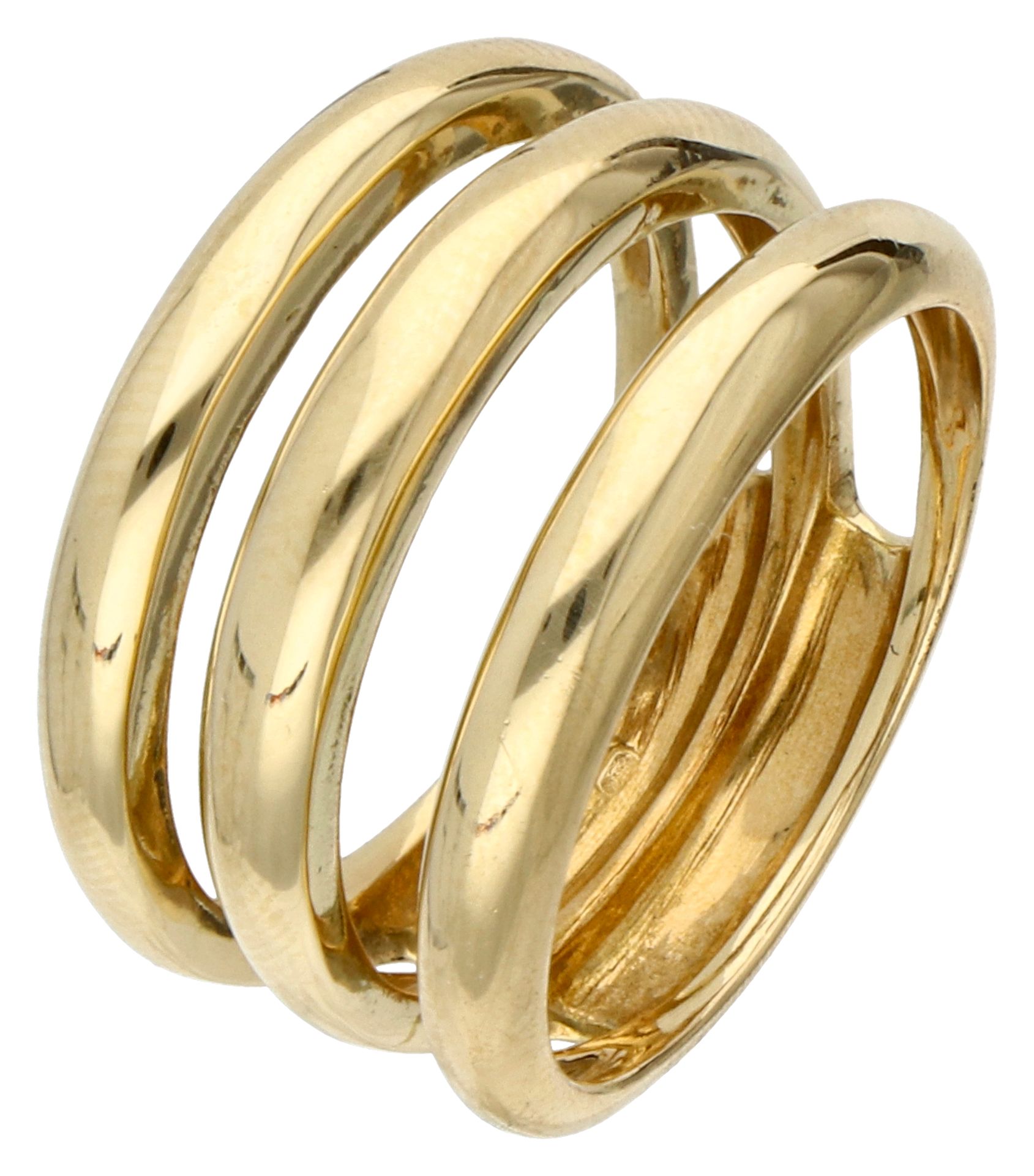 No Reserve - 18K Yellow gold ring with ten inset rings of various gemstones. - Bild 2 aus 2