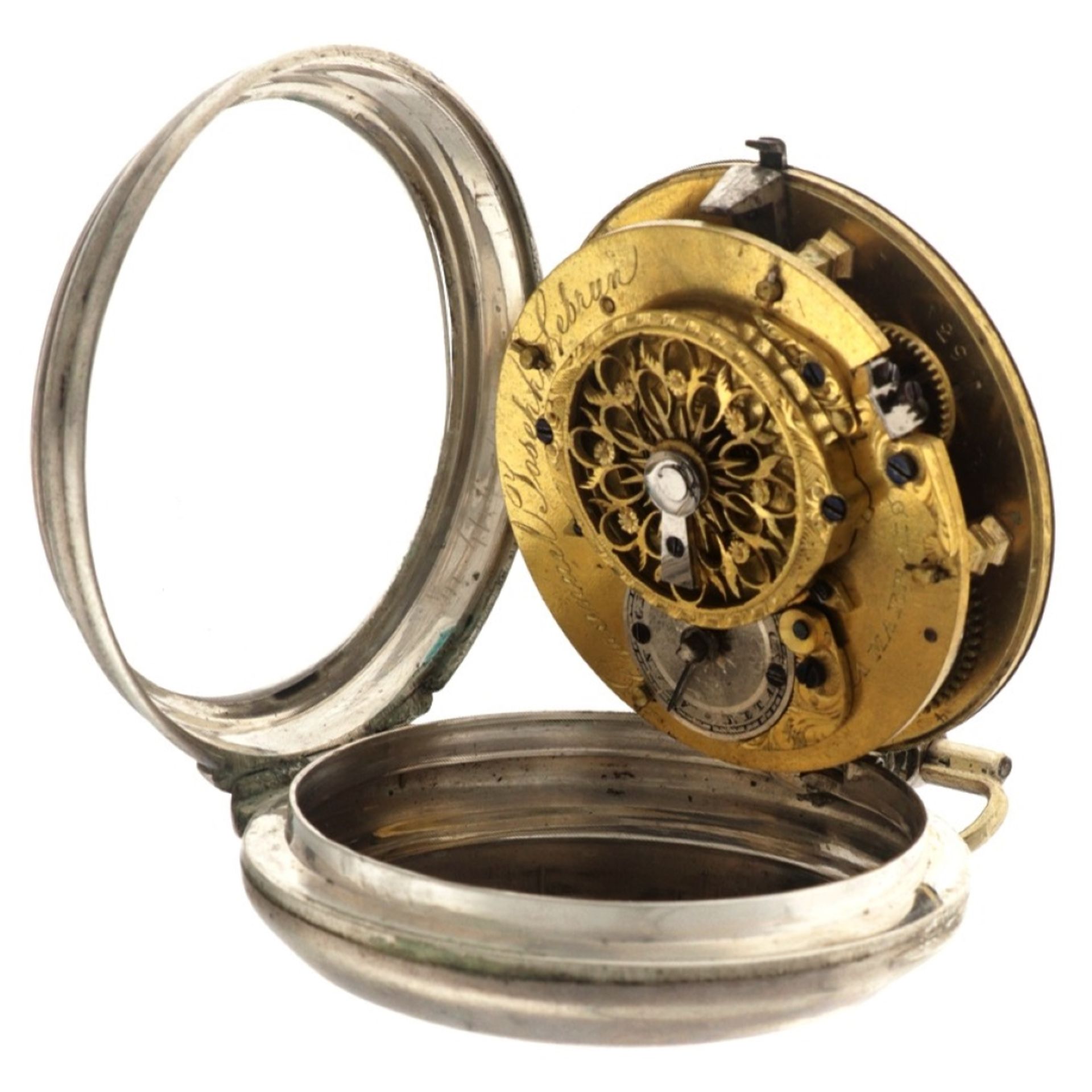 No Reserve - Emanual Joseph Lebrun silver (835/1000) - Men's pocket watch.  - Bild 4 aus 4