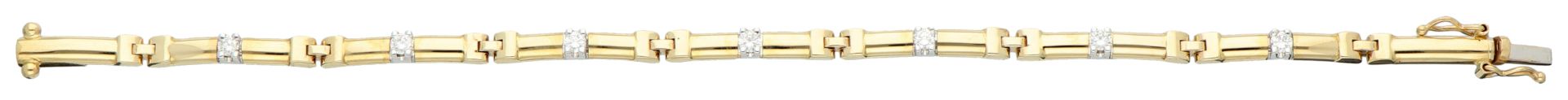 No Reserve - 14K Yellow gold link bracelet set with approx. 0.98 ct. diamond. - Bild 3 aus 3