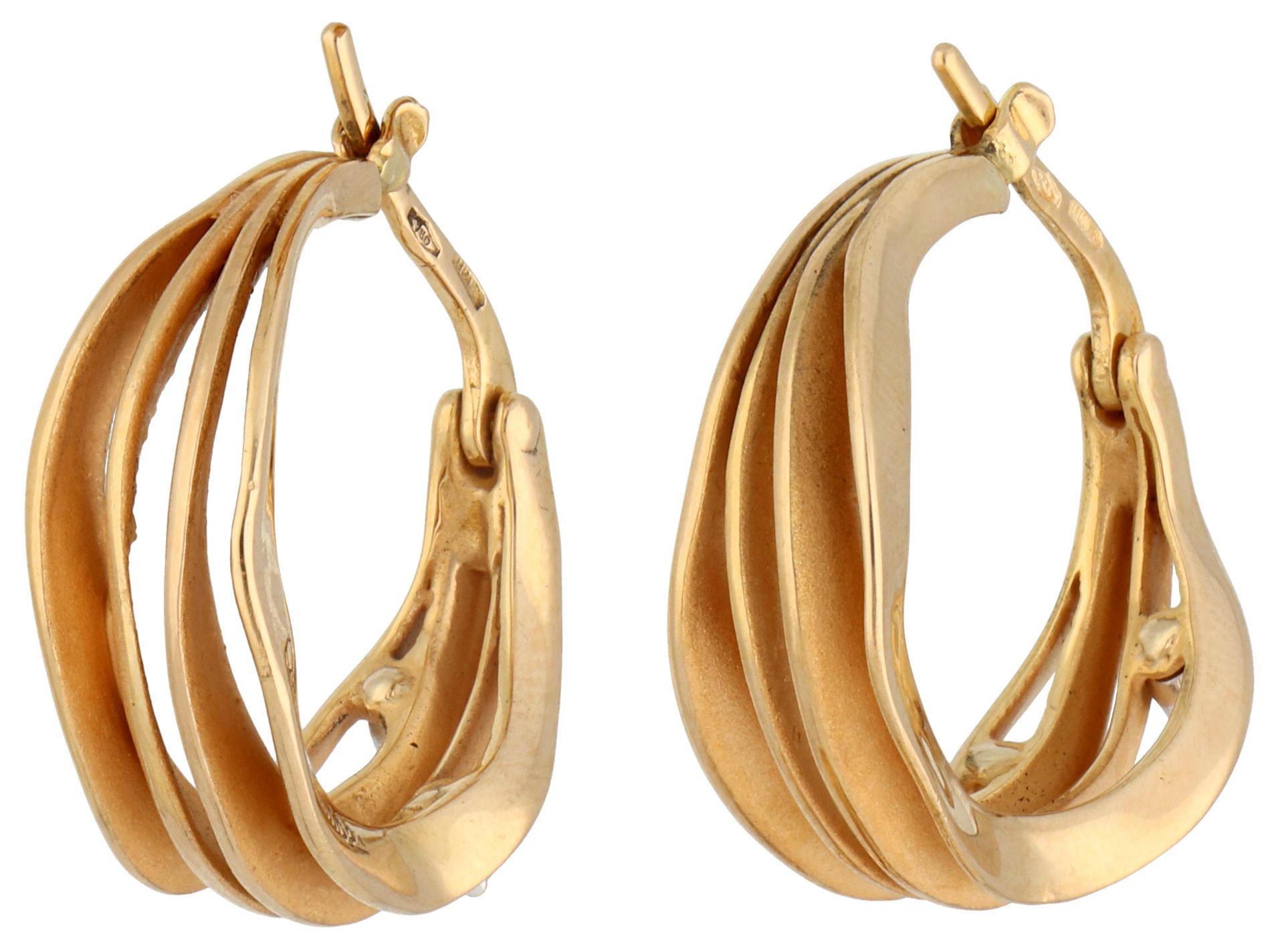 No Reserve - Annamaria Cammilli 18K yellow gold hoop earrings set with approx. 0.32 ct. diamonds. - Bild 2 aus 4