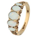 No Reserve - 9K Yellow gold five row ring with cabochon cut opals.