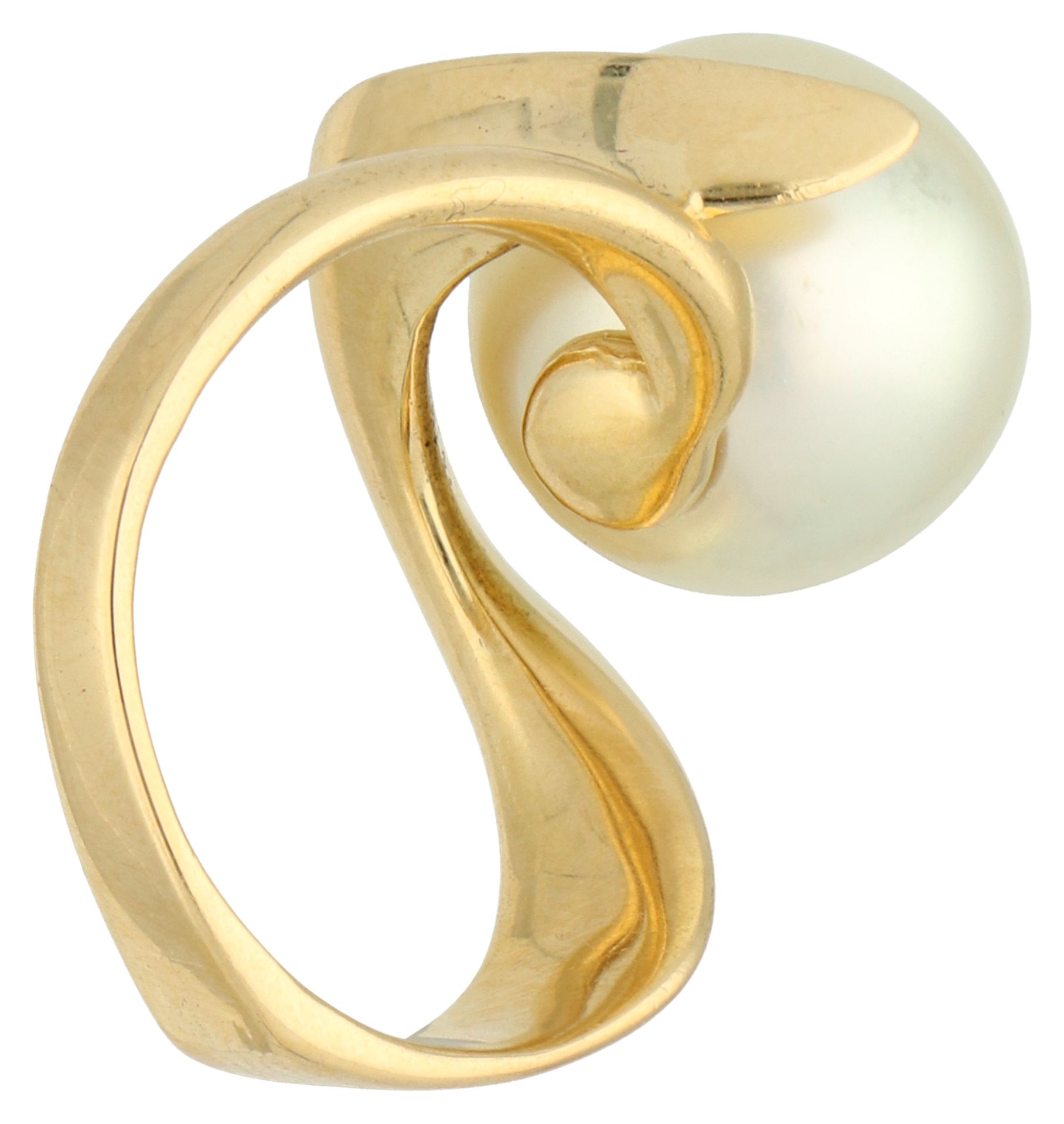 No Reserve - 18K Yellow gold design ring with South Sea pearl. - Bild 2 aus 2
