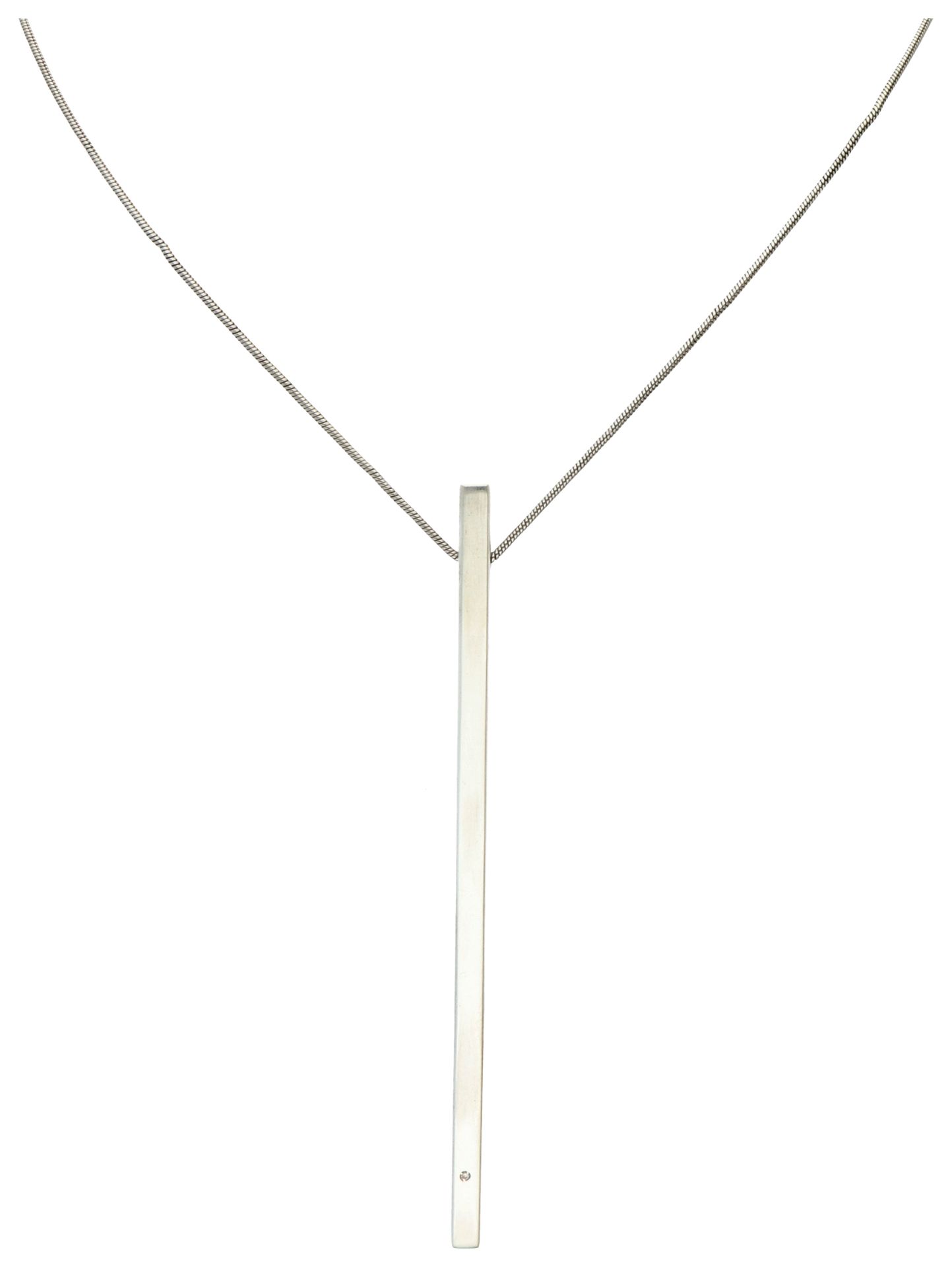 No Reserve - Pianegonda Sterling silver snake necklace with bar pendant.