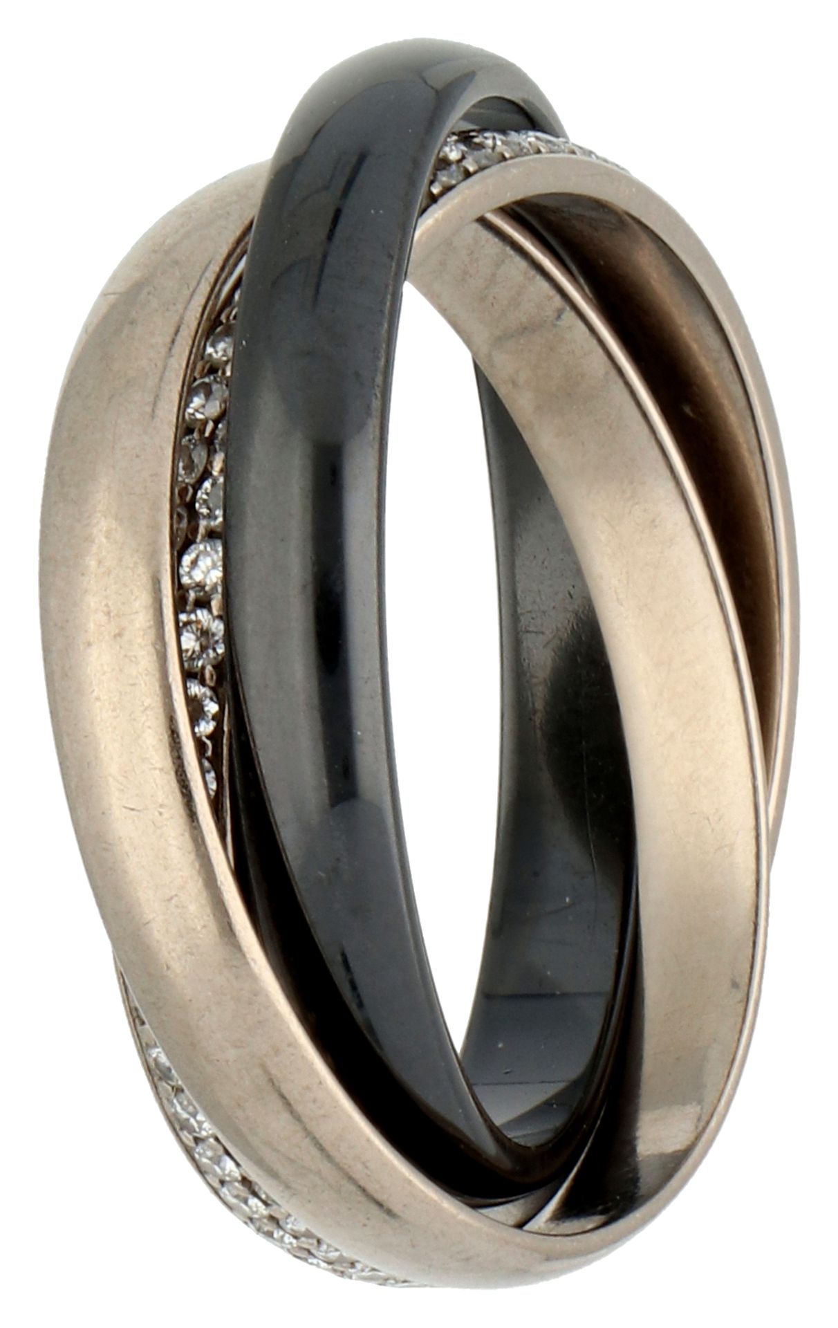 No Reserve - Cartier 18K white gold Trinitiy ring with ceramic and diamond. - Bild 2 aus 5