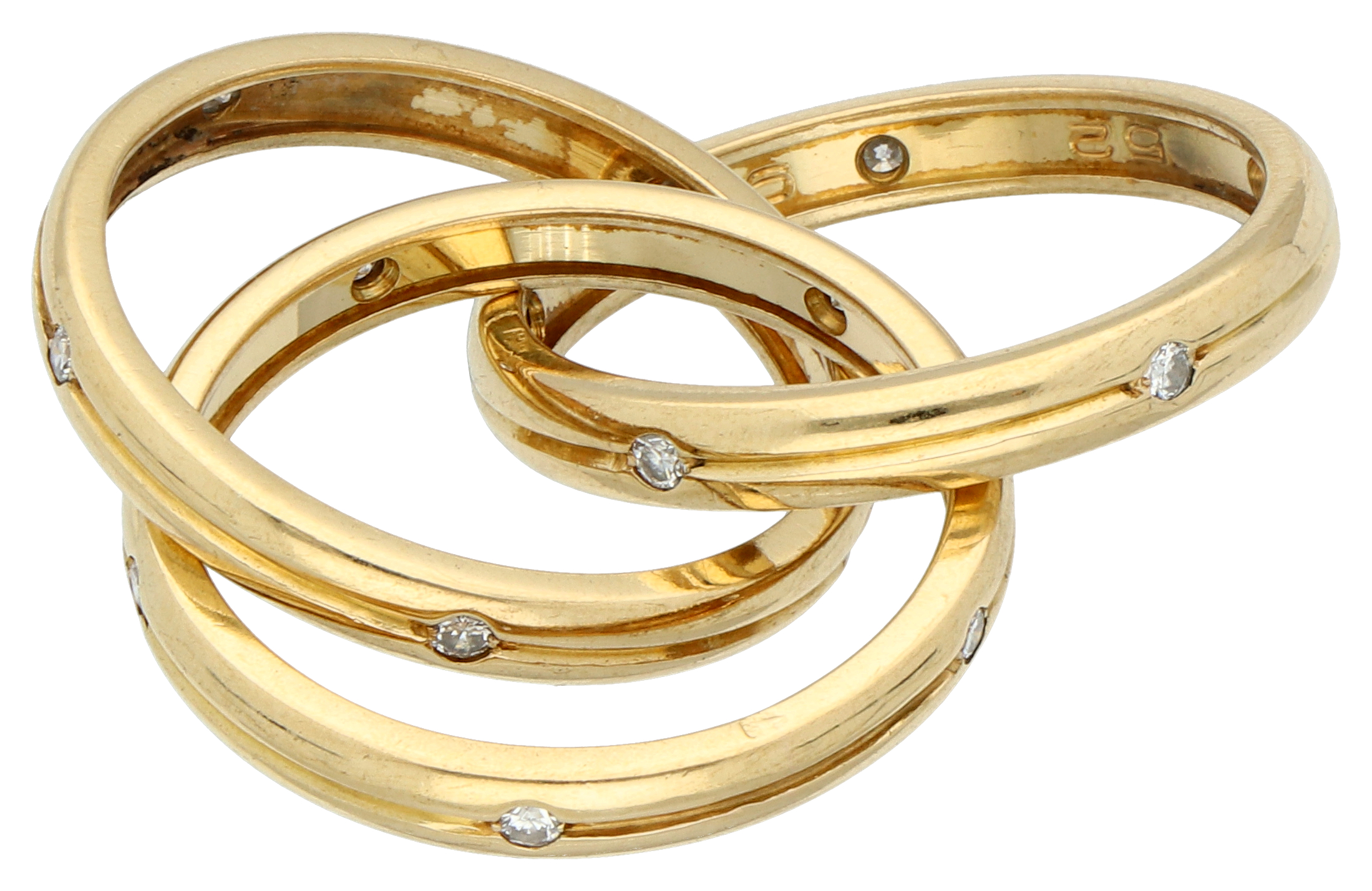 No Reserve - Cartier 18K yellow gold 'constellation trinity triple' ring set with approx. 0.30 ct. d - Image 3 of 4