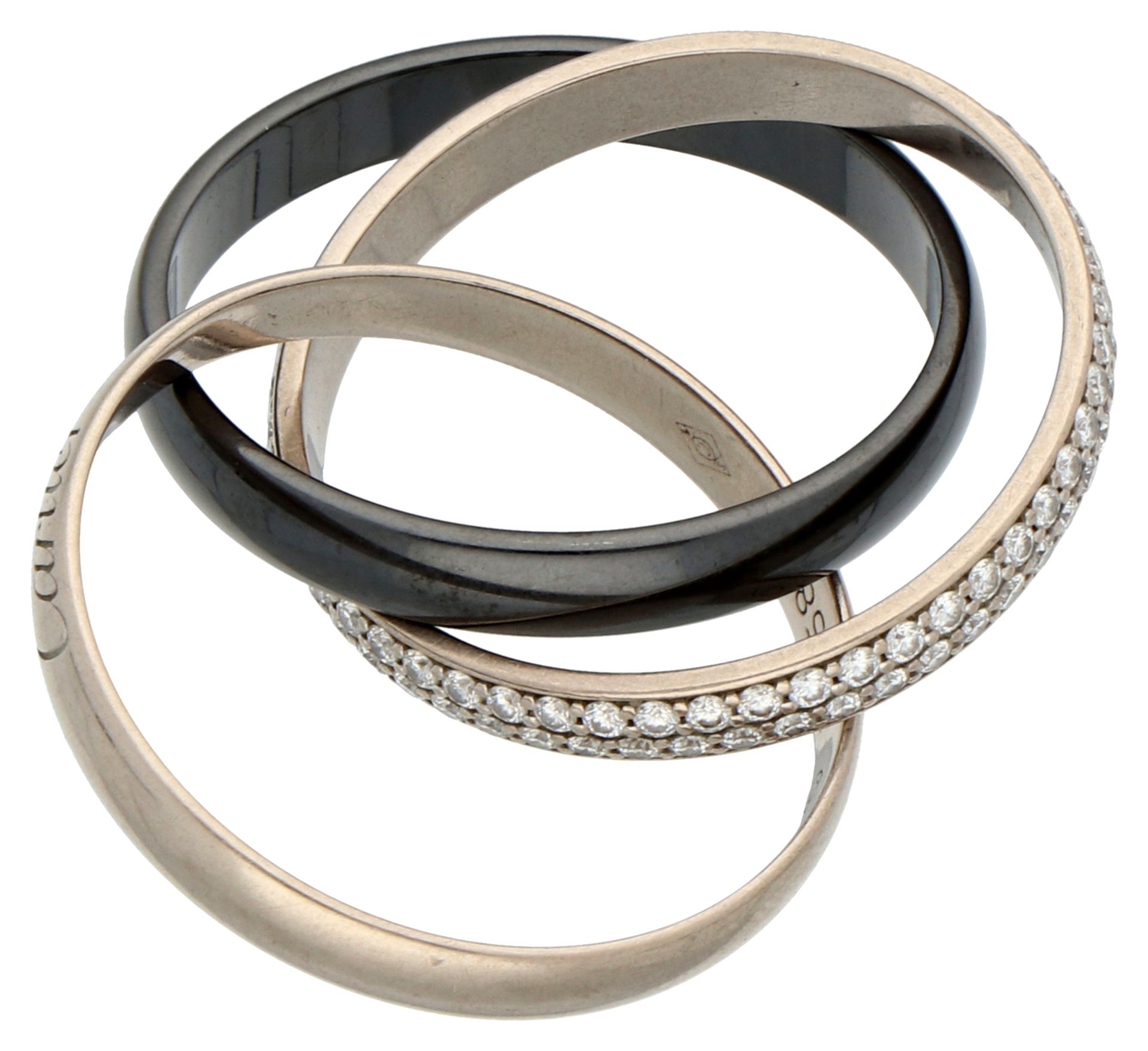 No Reserve - Cartier 18K white gold Trinitiy ring with ceramic and diamond. - Bild 3 aus 5