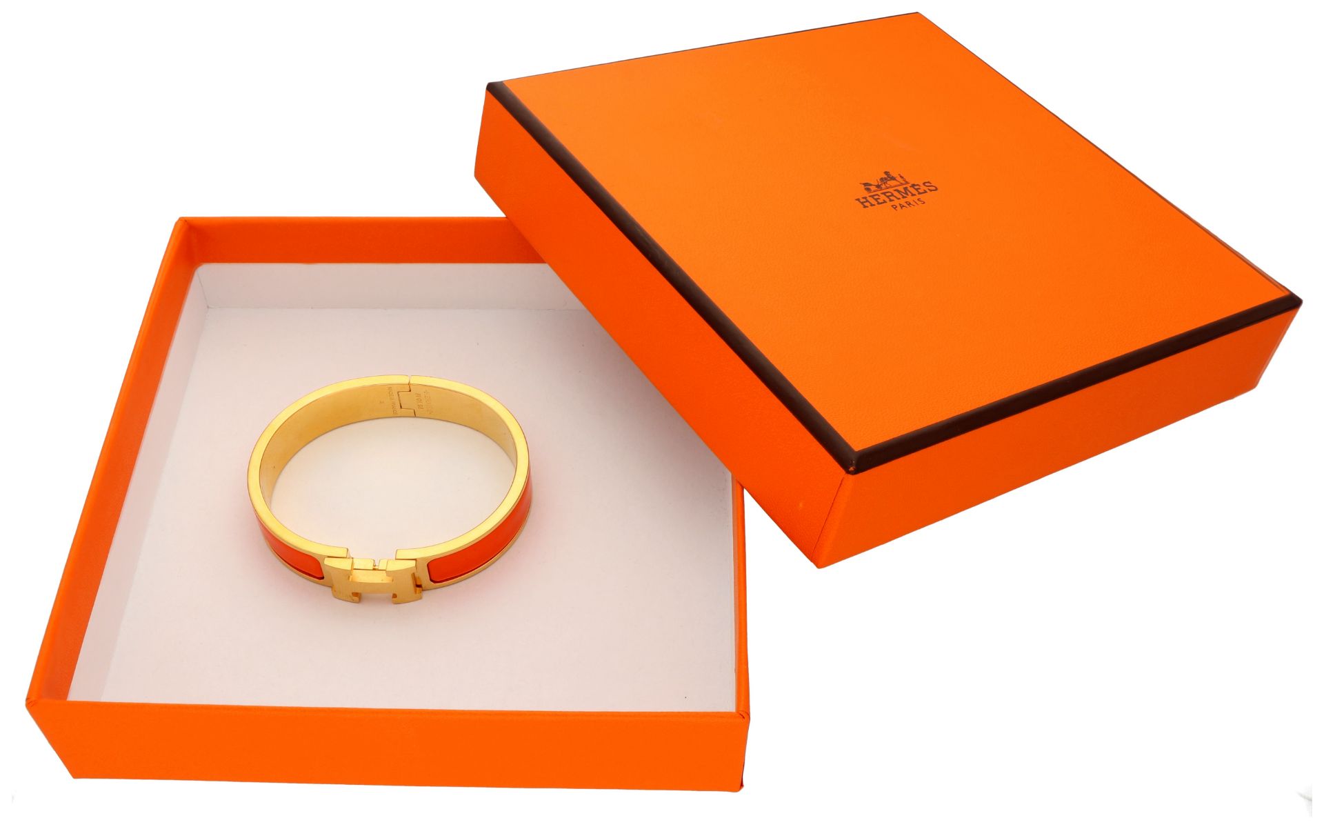 No Reserve - Hermès 'CLIC H' bracelet with orange enamel.  - Bild 4 aus 4