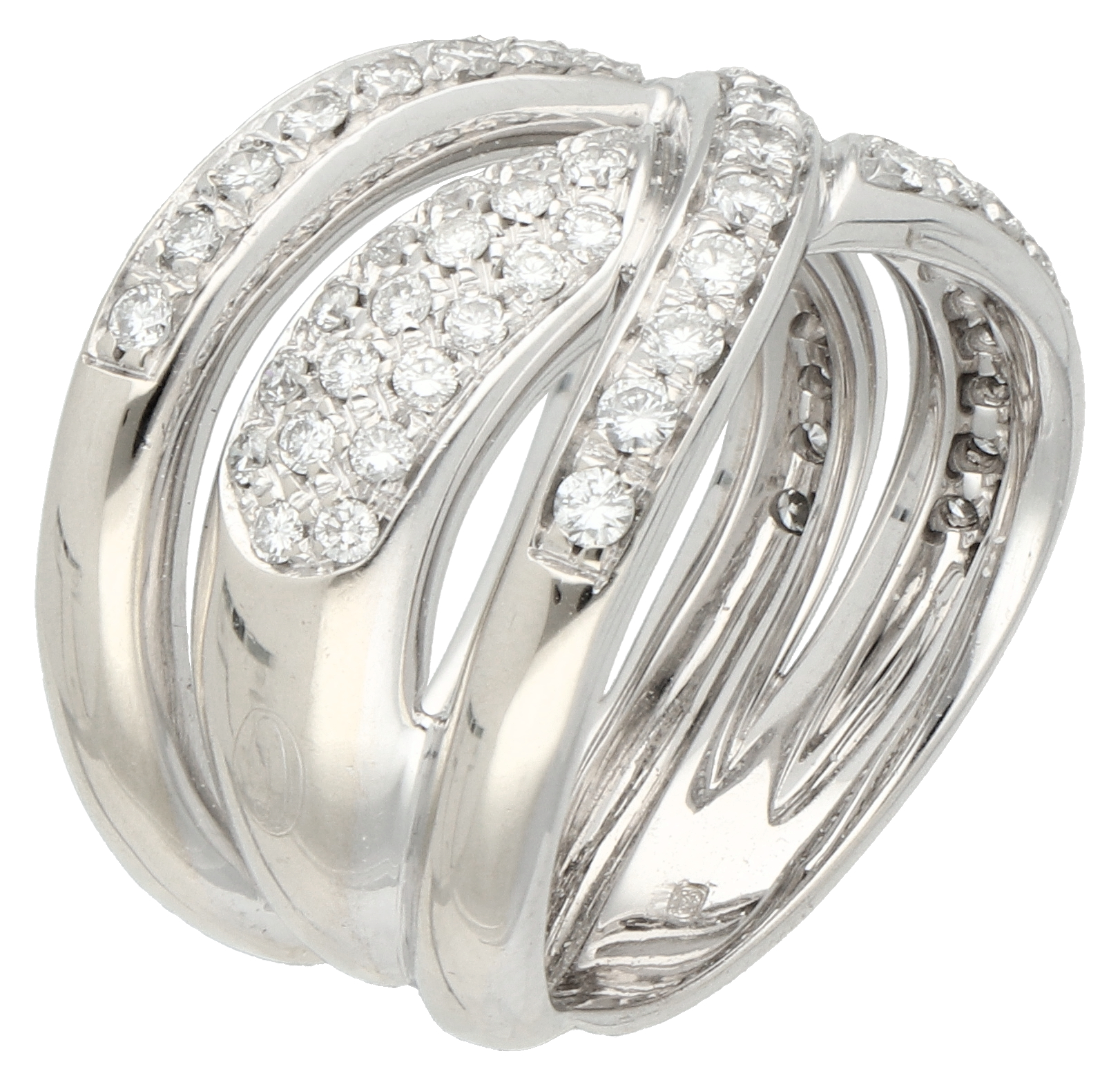 No Reserve - Damiani 18K white gold crossover ring set with diamonds. - Image 2 of 4