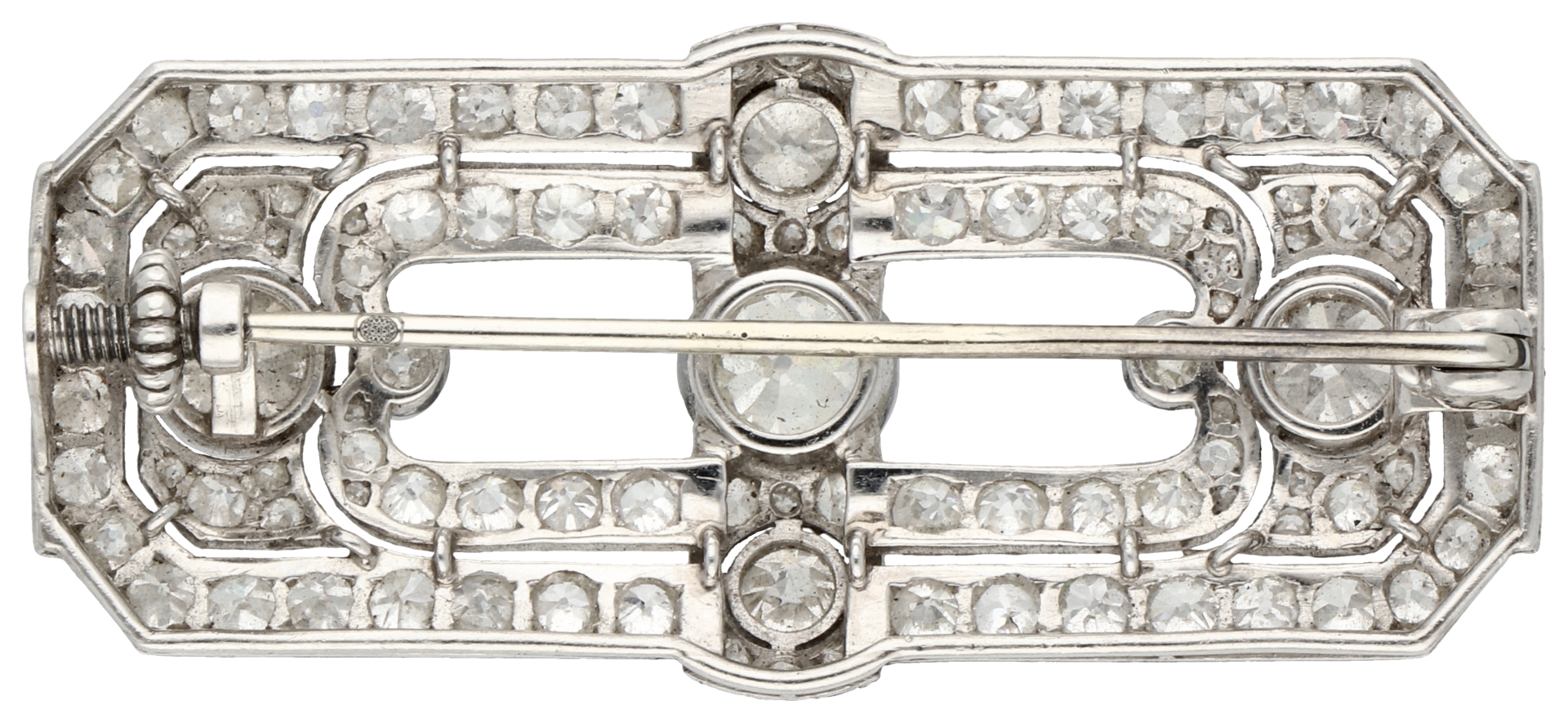 No Reserve - Platinum Art Deco brooch set with approx. 5.76 ct. diamond. - Image 2 of 2