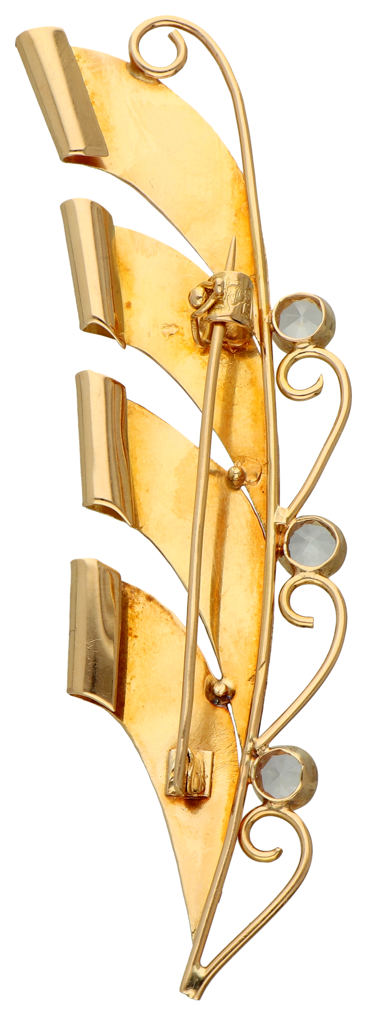 No Reserve - 18K Yellow gold Swedish lily of the valley brooch from 1946 with rock crystal. - Image 2 of 3