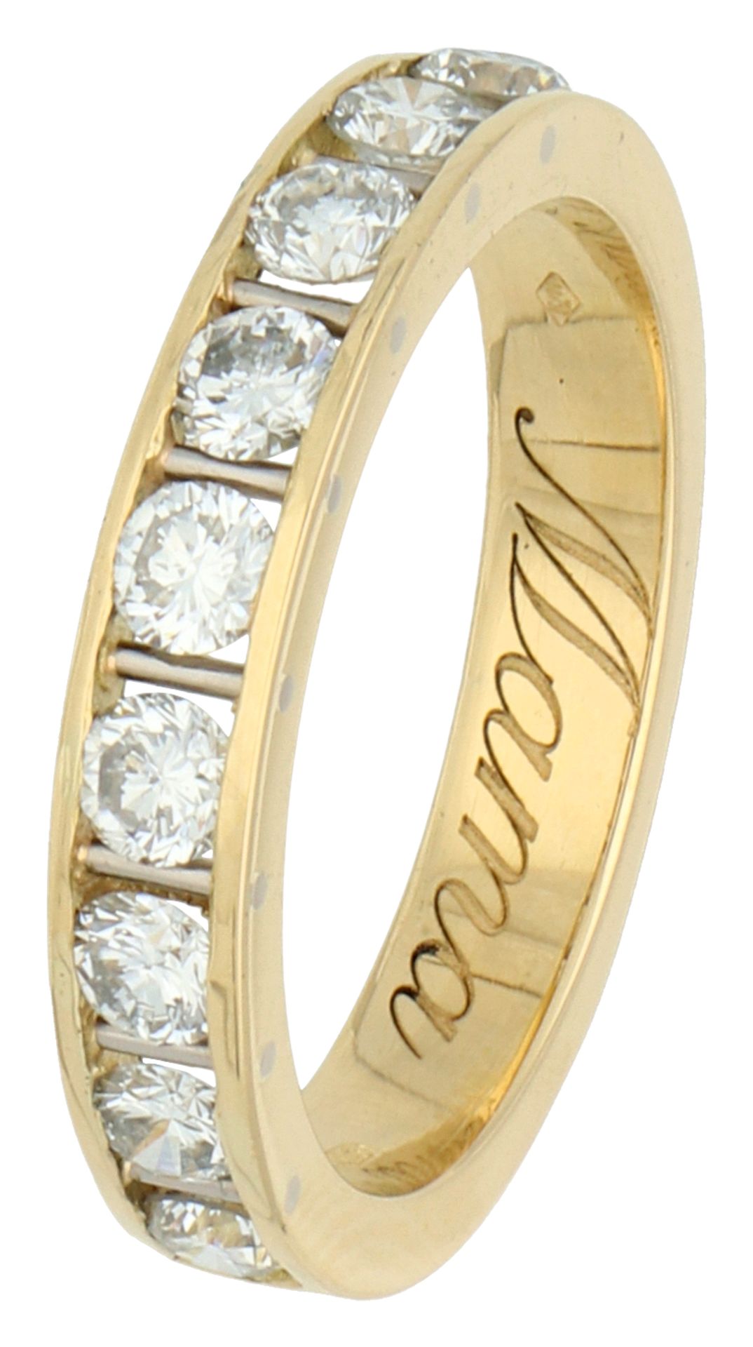 No Reserve - 18K Yellow gold demi-alliance ring set with approx. 0.81 ct. diamond.