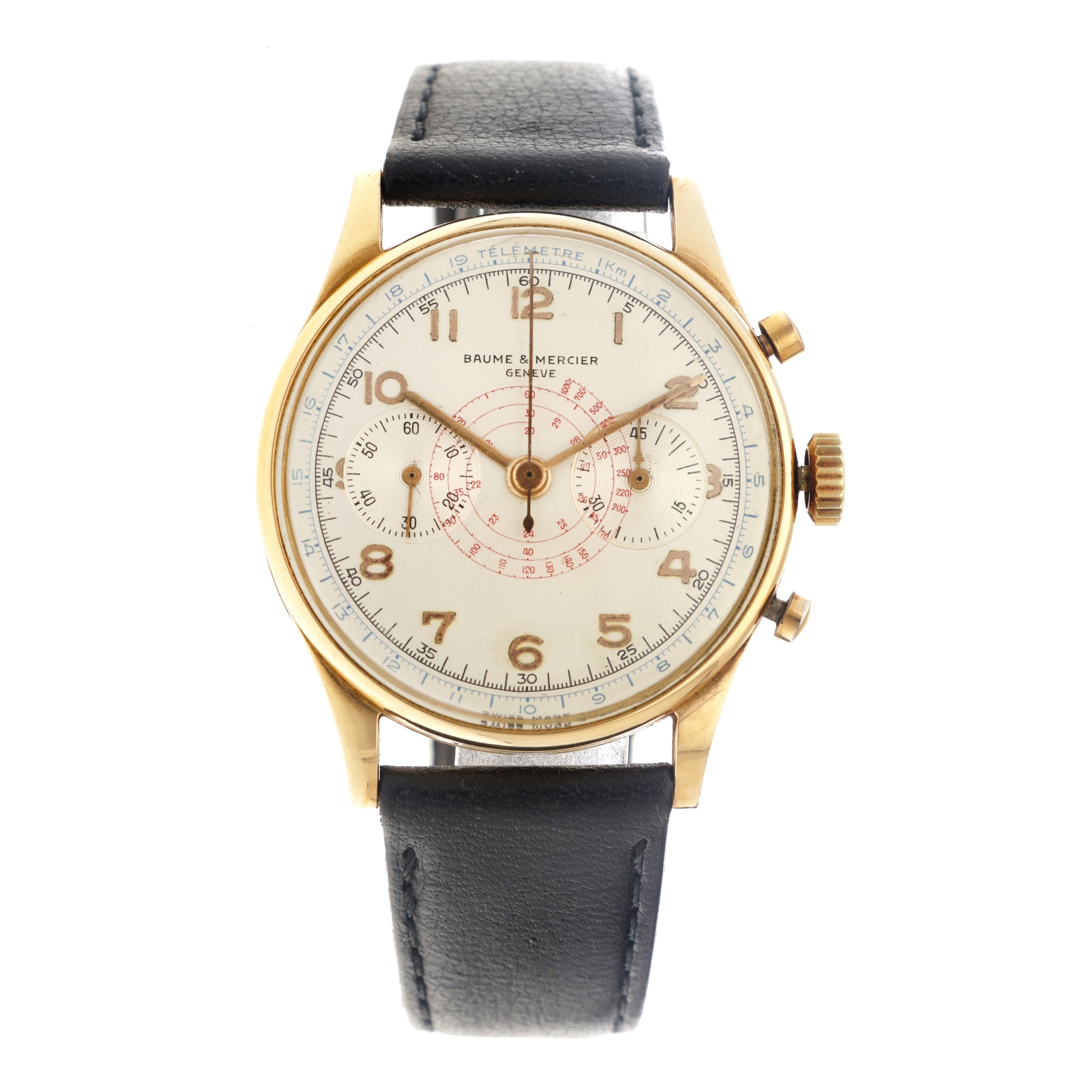 No Reserve - Baume & Mercier chronograph 18K. 3940 - Men's watch - approx. 1940.