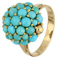 No Reserve - 14K yellow gold ring with synthetic turquoise.
