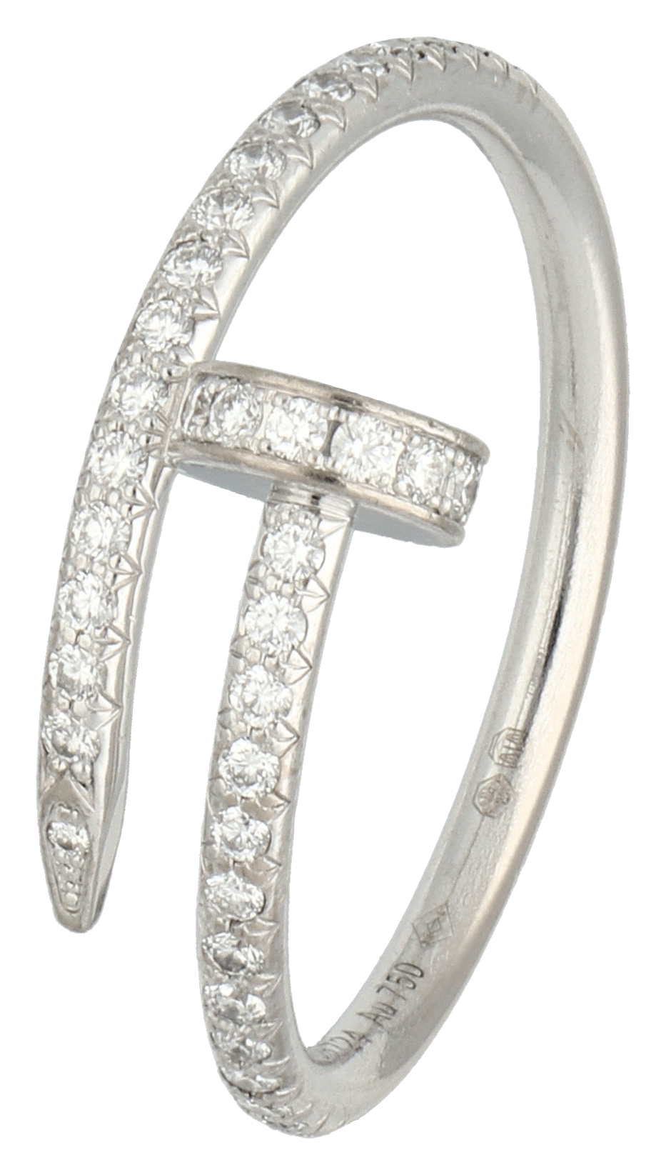 No Reserve - Cartier 18K white gold Juste un clou ring set with approx. 0.40 ct. diamond.