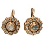 No Reserve - 14K Rose gold cluster earrings set with rose cut diamonds.
