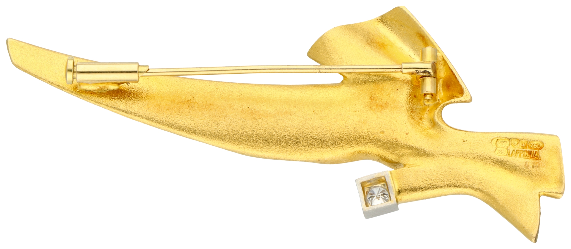 No Reserve - Lapponia 18k bicolor gold brooch set with diamond. - Image 2 of 3