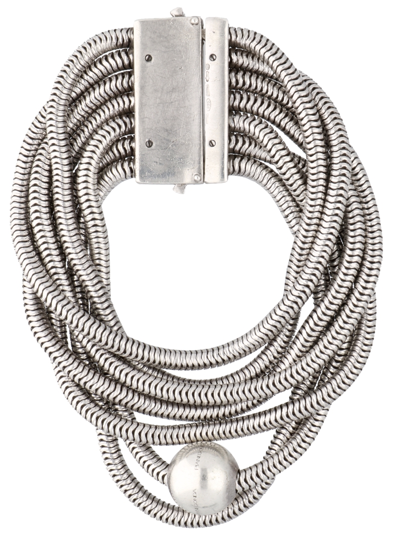 No Reserve - Pianegonda seven-row silver spirotube bracelet. - Image 2 of 4