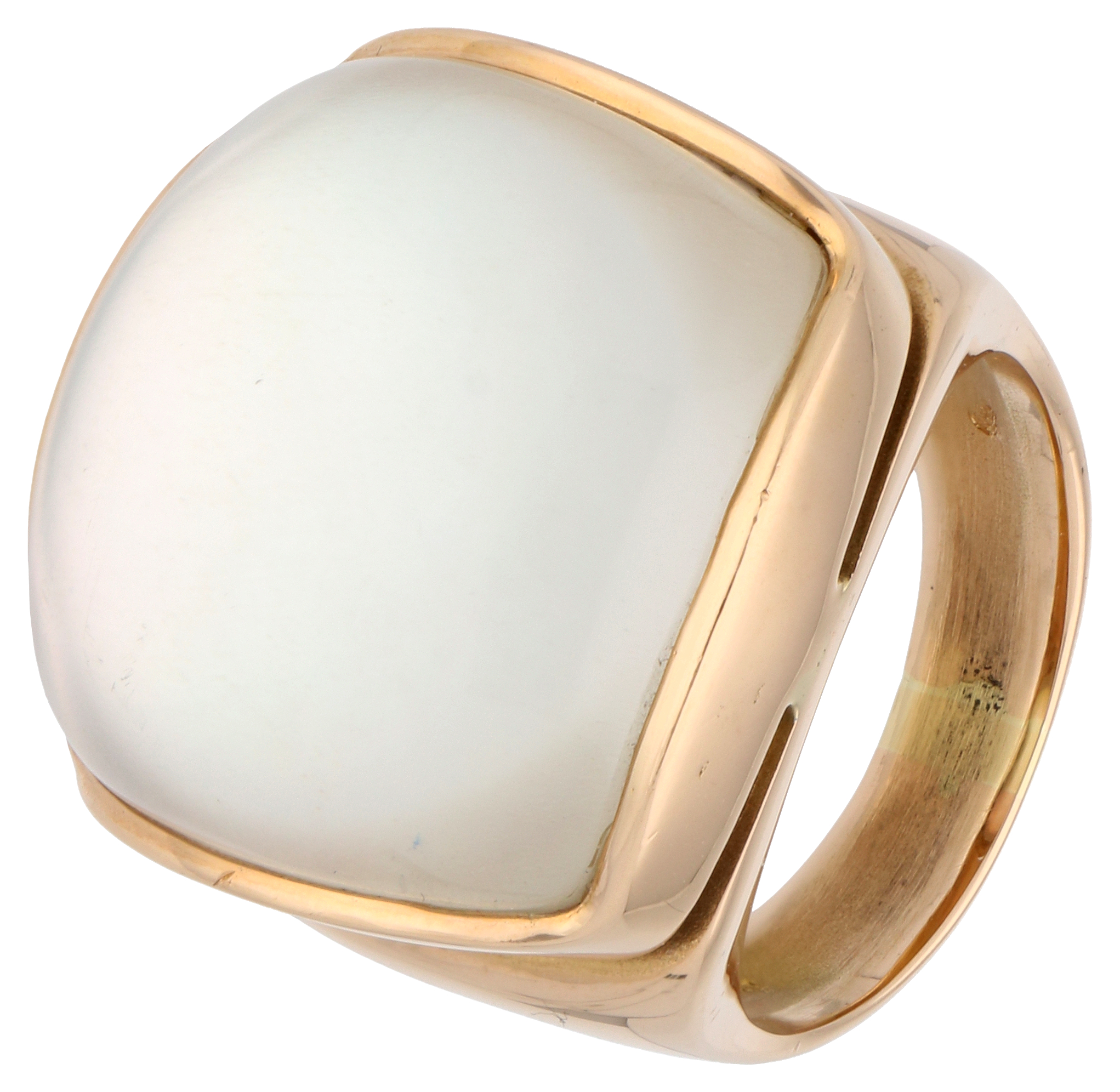 No Reserve - 18k evaNueva yellow gold ring set with mother of pearl and quartz.