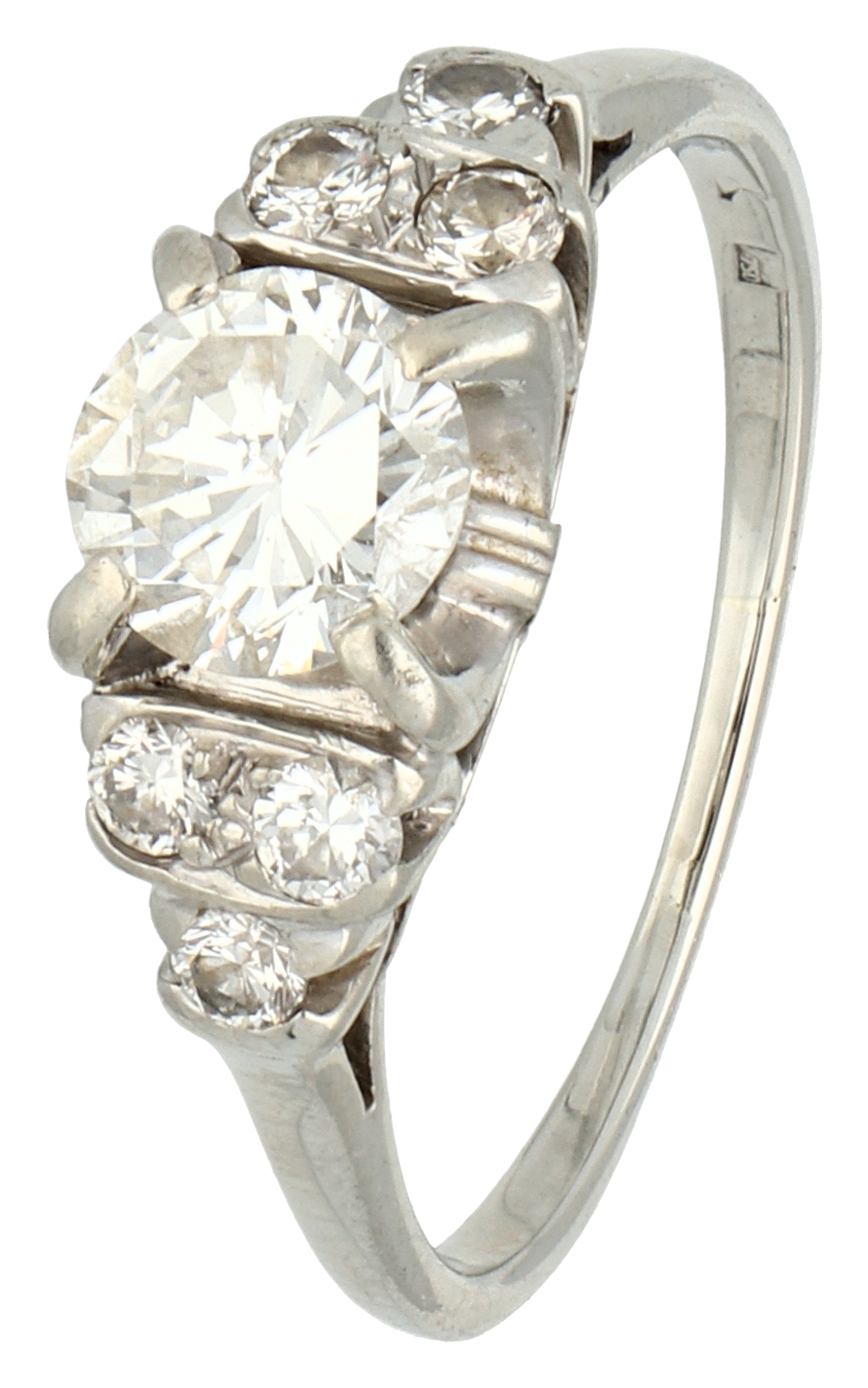 No Reserve - 18K White gold Art Deco ring set with approx. 1.02 ct. diamond.