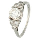 No Reserve - 18K White gold Art Deco ring set with approx. 1.02 ct. diamond.