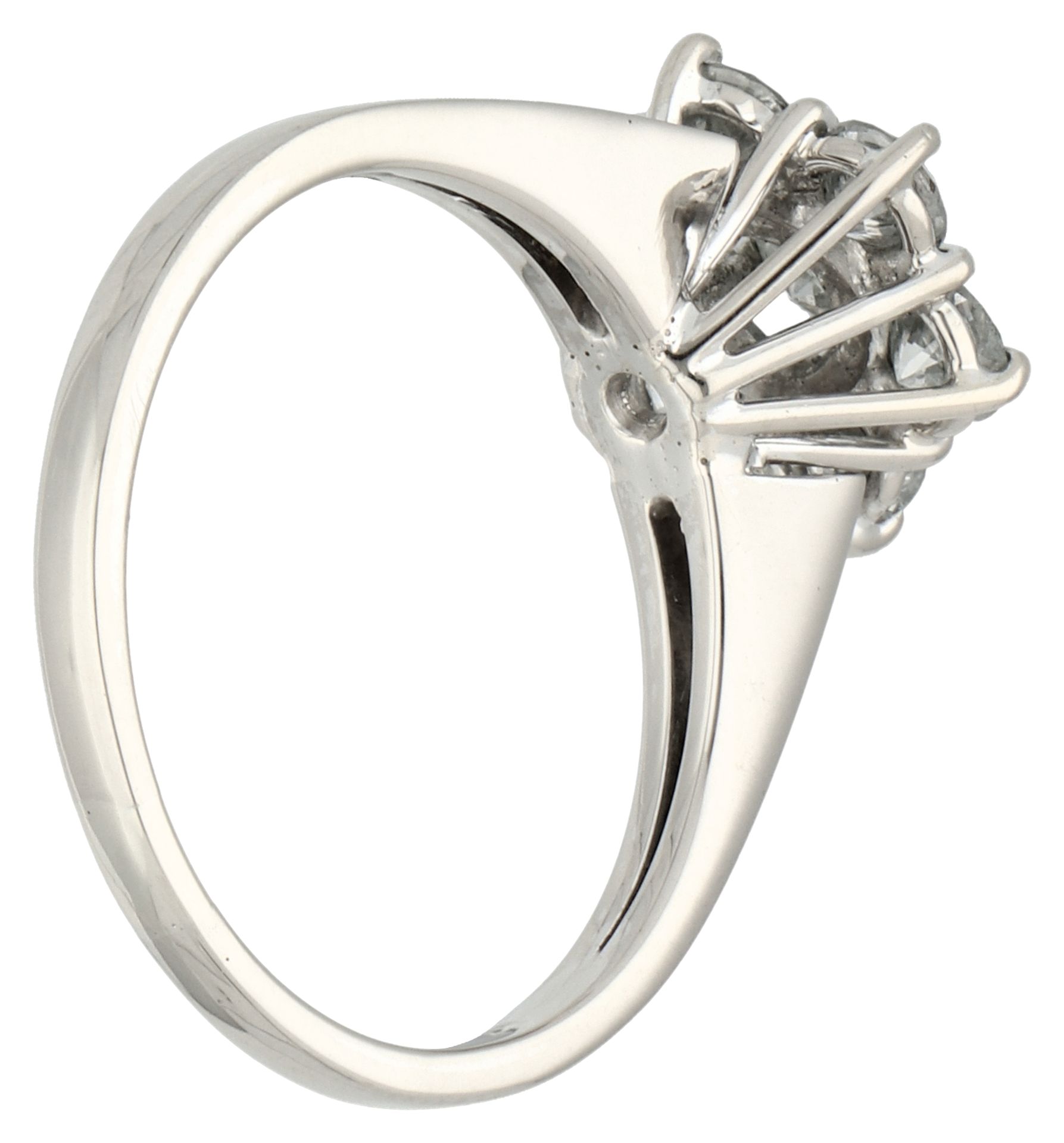 No Reserve - 18K White gold rosette ring set with approx. 0.87 ct. diamond. - Bild 2 aus 2