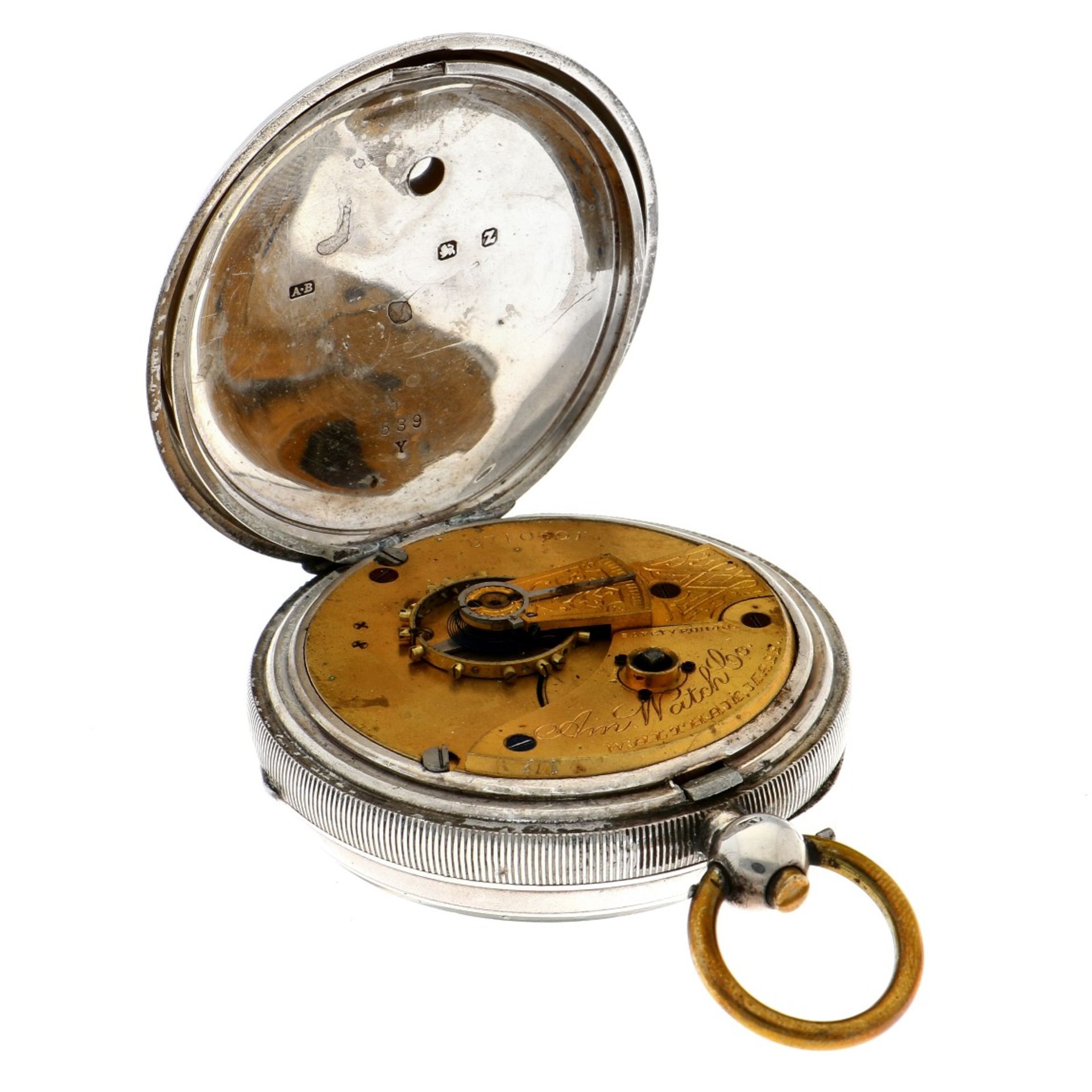 No Reserve - Waltham Mass. 925/1000 silver - Men's pocketwatch - approx. 1800 - 1850. - Bild 5 aus 5