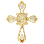 No Reserve - Franklin Mint 18K yellow gold cross pendant with Welo opal.