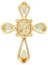 No Reserve - Franklin Mint 18K yellow gold cross pendant with Welo opal.