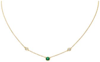 No Reserve - Elsa Peretti for Tiffany & Co 18K yellow gold "Color by the Yard" necklace set with eme
