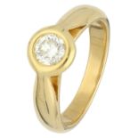 No Reserve - 18K Yellow gold solitaire ring diamond approx. 0.38 ct.