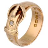 No Reserve - 18K yellow gold English buckle ring set with approx. 0.05 ct. diamond.