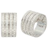 No Reserve - 18K White gold cylindrical stud earrings set with approx. 1.50 ct. diamonds.