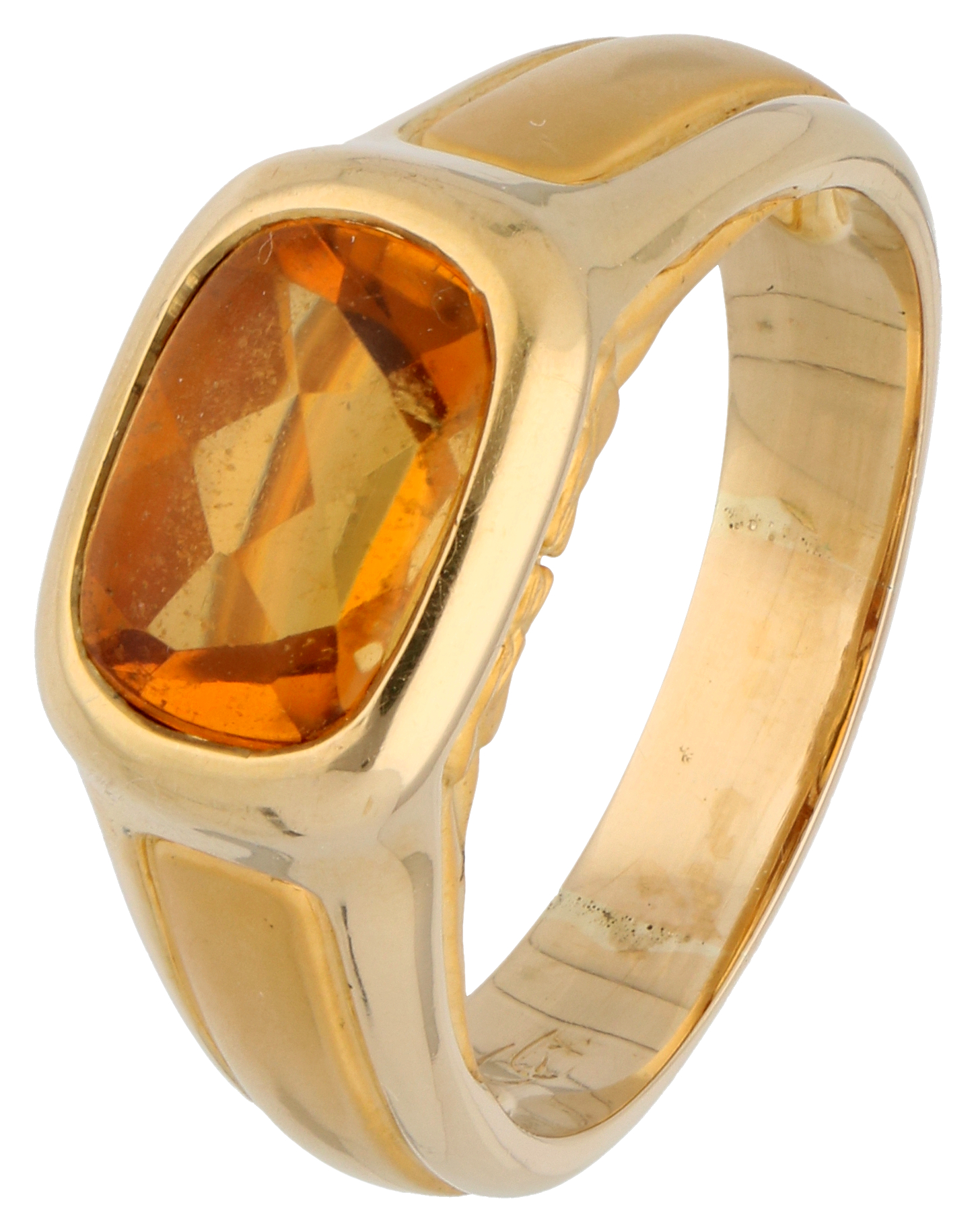 No Reserve - 18K Yellow gold ring with orange yellow citrine.