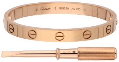 No Reserve - Cartier 18k rose gold love bracelet.