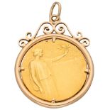 No Reserve - 14K yellow gold pendant with Schuttersgilde medal.