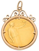 No Reserve - 14K yellow gold pendant with Schuttersgilde medal.